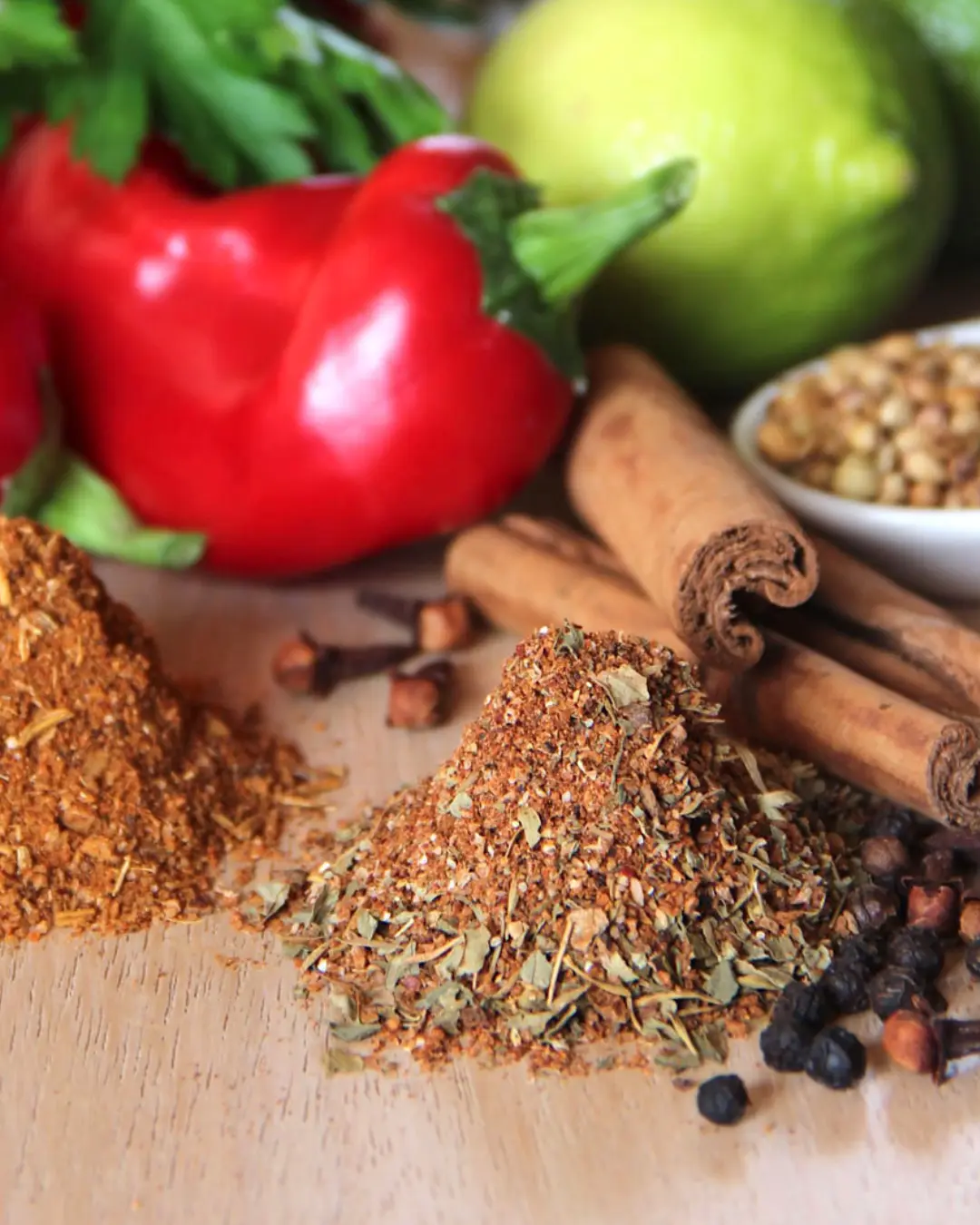 high definition photo of a pile of herbs and spices with cinnamon and vege in the background social media marketing totally digital auckland