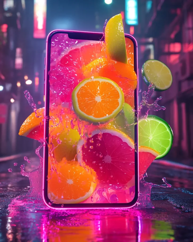content marketing creative vibrant juice and fruit in mobile in neo allyway | totally digital marketing agency